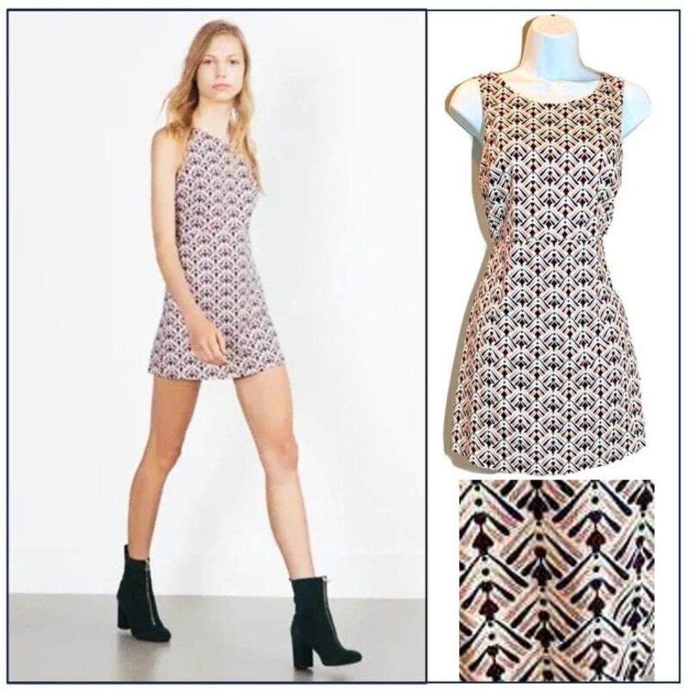 ZARA Dress Romper Abstract Print Mini Dress‎ Sz Small